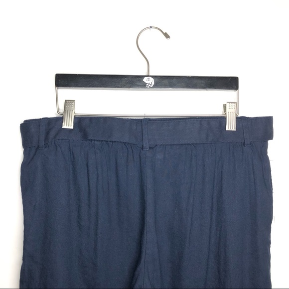 J JILL navy blue crop linen wide-leg pants M - p - Picture 8 of 14